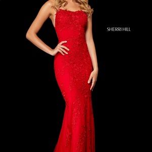 SHERRI HILL Red #52338 Mermaid Gown Prom Dress